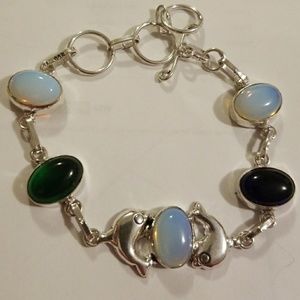 Fire opalite dolphin bracelet